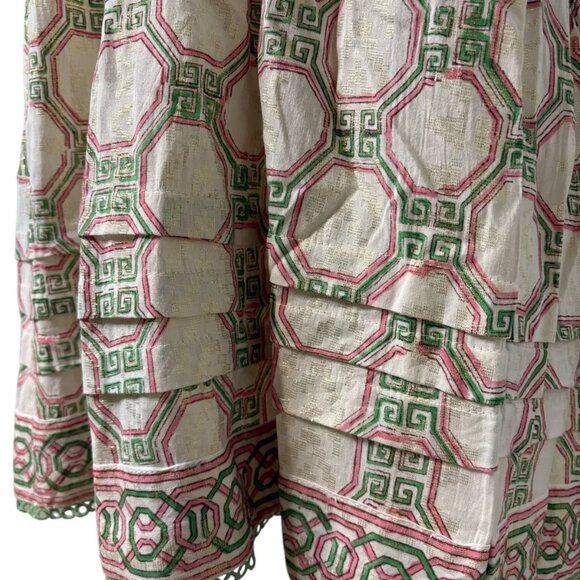 NWT Clara The Label Ruffle Sleeve Lined Gold Thread Trim‎ Greta Dress Small - Picture 9 of 15